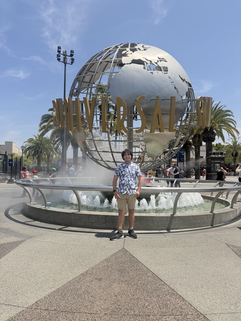 Konnor at the Universal Studios globe